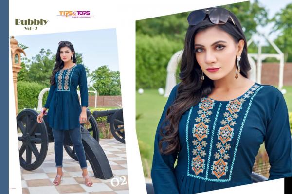 Tips Tops Bubbly vol 7 Rayon Slub Designer Western Top Collection